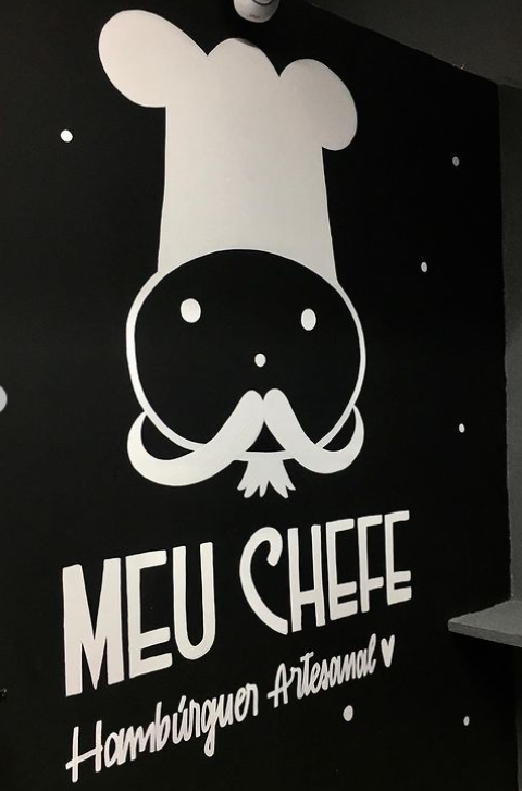 Arte em lousa para hamburgueria